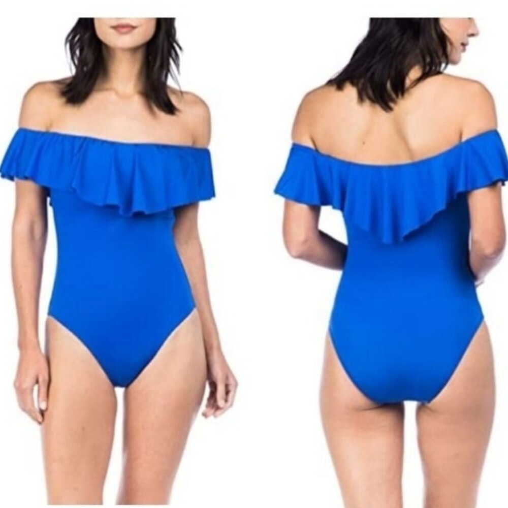 Trina Turk Off-Shoulder One-Piece Swimsuit | Size 12